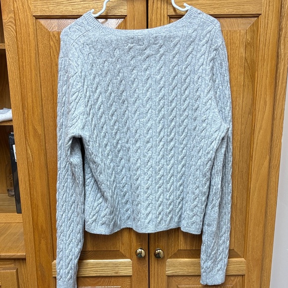 LOFT Light Gray Cable Knit Sweater - Picture 3 of 3